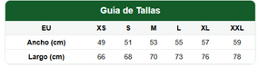 Guía de tallas sudaderas